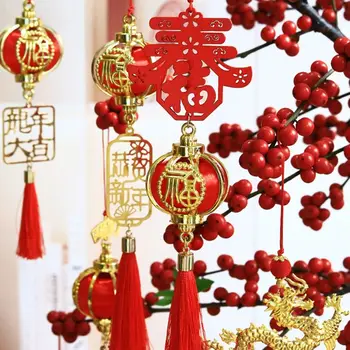 Китайский Новый год Красный фонарь Декор 2024 Китайский Дракон Год Висячий Пластиковый Красный Фонарь Домашний Декор - Изображение 1  