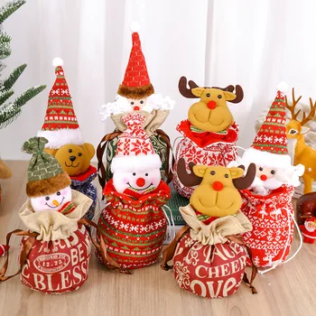 Рождественская сумка для яблок Снеговик Санта-Клаус Лось Медведь Кукла Рождественская сумка для конфет Подарочная упаковка Свадьба Рождество Новый год Сумка Декор Печенье Коробка - Изображение 1  