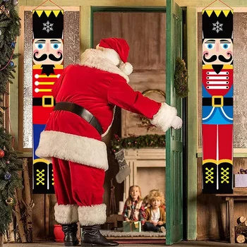 180 см Щелкунчик Солдат Дверь Баннер Рождественская дверь Висячий флаг Крыльцо Дверь Баннер Счастливого Рождества Новый год Украшение дома - Изображение 1  