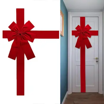 Рождественский шкаф Дверь Лента Большой Красный Бант Большая Дверь Кружева Рождественская Елка Лук Рождественские Рождественские Украшения Двери - Изображение 1  
