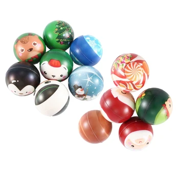 Рождественский стиль 6,3 см Надувной мяч для снятия стресса Губка Мяч для снятия стресса Рождественские игрушки Украшения - Изображение 1  