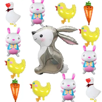 Пасхальное украшение Кролик Воздушные шары Кролик Курица Морковь Фольга Баллон Детский душ Скотный двор Тематические украшения для вечеринки по случаю дня рождения - Изображение 1  