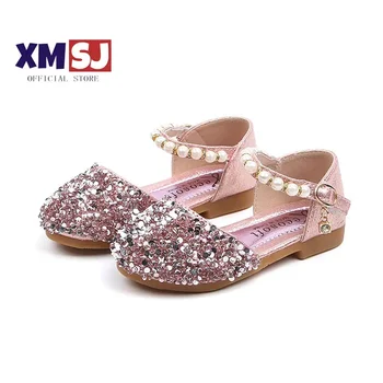 2023 Летние туфли для девочек Бусина Мэри Джейнс Балетки Fling Princess Обувь Детская танцевальная обувь Детские сандалии Детская свадебная обувь Золото - Изображение 1  