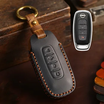  Автомобильный кожаный чехол для ключей ручной работы Держатель крышки для Nissan Altima Ariya 3/4/5 кнопок 2022 2023 Аксессуары для интерьера - Изображение 1  