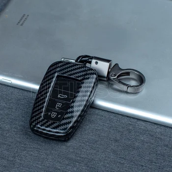 Карбоновая крышка чехла для автомобильного ключа из АБС-пластика для Toyota Camry CHR Corolla RAV4 Avalon Land Cruiser Prado Prius Крышка брелока с дистанционным управлением 2018 2019 2020 - Изображение 1  
