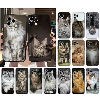 чехол для телефона для iphone 15 14 Pro Max 13 12 11 Pro Max XS XR X 12mini 14 Plus SE Чехол для кошек мейн-кун Funda - Изображение 1  