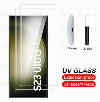 1-2 шт. Полностью изогнутое УФ-закаленное стекло для Samsung Galaxy S23 Ultra Glass Samung S 23 Plus 23S 5G Защитная пленка для экрана - Изображение 1  