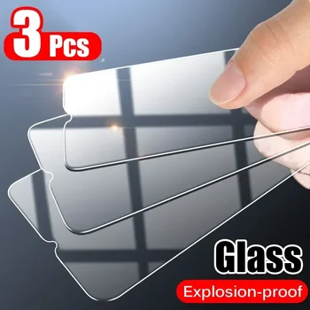 3 шт. Закаленное стекло с полным покрытием для iPhone 11 Pro X XR XS MAX 12 Pro Max Мини Защитная Пленка Для Экрана iPhone 6 7 8 Plus Стеклянная пленка - Изображение 1  