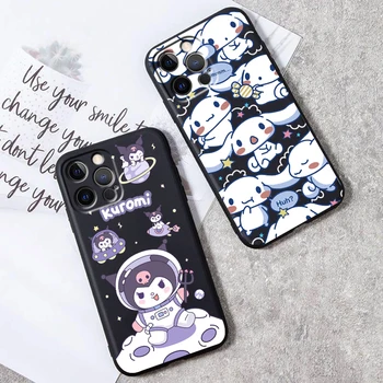 Kuromi Cinnamoroll Sanrio Art Для iPhone 15 14 13 12 11 XS XR X 8 7 SE Pro Max Plus Mini Black Cover Чехол для телефона - Изображение 1  