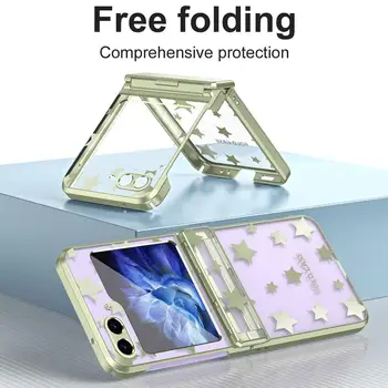 1 шт. Чехол для телефона для Samsung Z Flip 5 Складной экран Flip4/3 Защита от падения Гальваника Прозрачный плоский шарнир Защитный Cov N3C2 - Изображение 1  