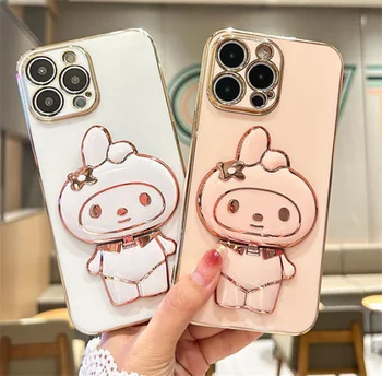 My Melody Mirror Holder Stand Plating Case Чехол для Samsung Galaxy S23 Ultra S22 S21 S20 FE S10 Note 20 10 Plus A24 A34 A54 Чехол - Изображение 1  