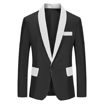 HOO 2023 Мужской новый европейский размер Модный негладящий костюм для отдыха Куртка Молодежный приталенный пиджак разных цветов - Изображение 1  