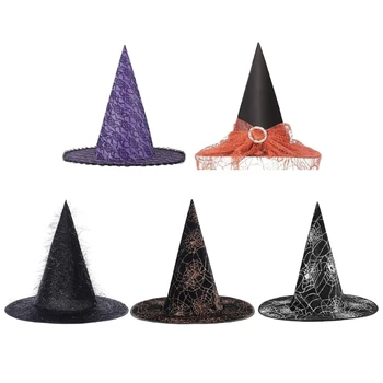 Безопасная для кожи тканевая шляпа ведьмы с мишурой для Хэллоуина Аксессуары для волос для взрослых Выступления Карнавалы Принадлежности для вечеринок - Изображение 1  