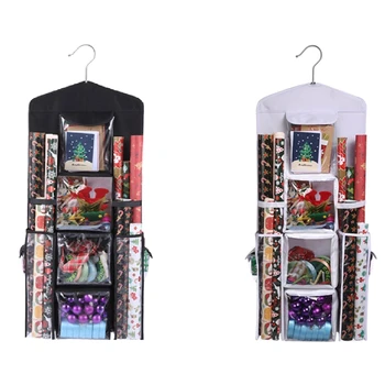  Подвесной двусторонний органайзер для подарочной упаковки Пакет для хранения оберточной бумаги с несколькими передними и задними карманами Организуйте сумки - Изображение 1  