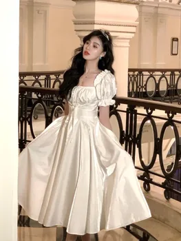  французский винтаж бордовое вечернее платье для вечеринок женщины 2023 лето элегантное романтическое выпускное vestidos корейское выпускное платье А-силуэта - Изображение 1  