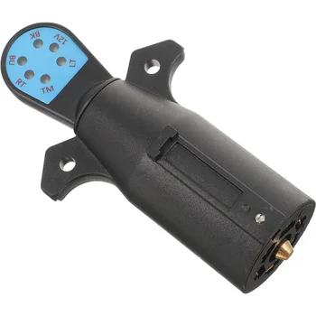 7-way Trailer Light Circuit Tester Круглый адаптер Штекер для автомобильного прицепа (черный) - Изображение 1  