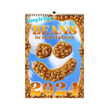 2024 Забавный настенный календарь Странный уродливый забавный настенный календарь Календарь на 2024 год Настенные календари Подвесной ежемесячный настенный календарь Bean's - Изображение 1  