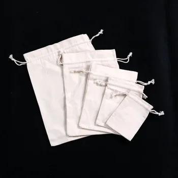 Холщ белый мешок общего назначения на шнурке пустой рисовый мешок пучок рот упаковка хлопчатобумажная сумка сумка для ювелирных изделий - Изображение 1  