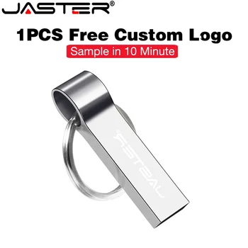 JASTER Бесплатный USB-накопитель с логотипом 128 ГБ Silver Memory Stick 64 ГБ Флеш-накопитель реальной емкости 32 ГБ Подарок на день рождения USB-накопитель 16 ГБ - Изображение 1  