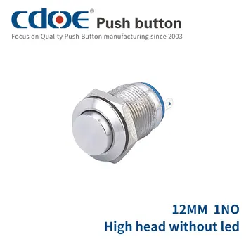 Популярная оптовая продажа, 12-миллиметровый металлический кнопочный переключатель, высокая головка, 2 контакта, мгновенно нормально разомкнутый, IP65 - Изображение 1  