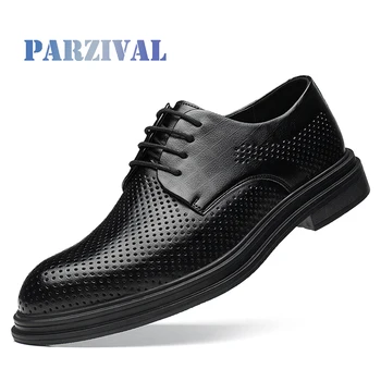PARZIVAL Деловая обувь на шнуровке, мужская черная натуральная кожа, наружные мокасины, мужская формальная повседневная обувь, новая Zapatos de Vestir Hombre - Изображение 1  