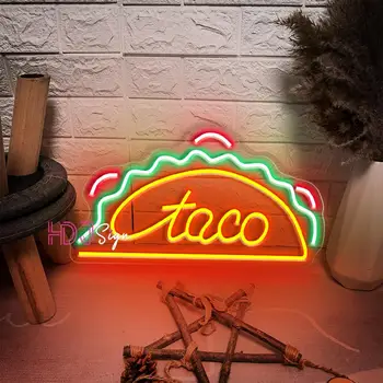 Tacos Неоновая вывеска Мексиканский ресторан Неоновая светодиодная вывеска Декор столовой Стена Неоновые огни для кухни Бар Stree Food Store - Изображение 1  