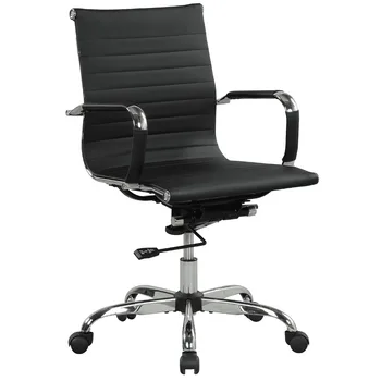 Опоры 37,5 дюйма Кресло руководителя с регулируемой высотой и поворотом, грузоподъемностью 250 фунтов, Черный эргономичный стул Офисная мебель - Изображение 1  