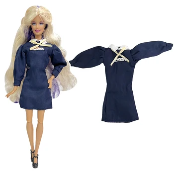 NK Official 1 шт. Одежда для куклы в сочетании с официальной одеждой темно-синяя рубашка с воротником стоячий воротник платье с рукавом принцессы для куклы Барби - Изображение 1  