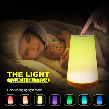 Настольная лампа Прикроватная лампа для спальни 13 Изменение цвета Сенсорный ночник RGB Пульт дистанционного управления с регулируемой яркостью USB Перезаряжаемый портативный комнатный светильник - Изображение 1  