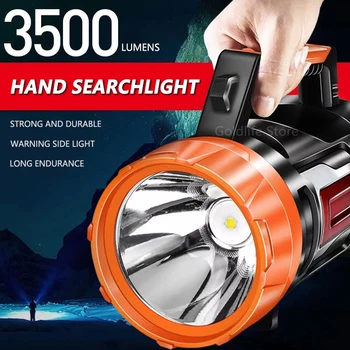 Мощный светодиодный ручной прожектор с питанием от фонаря Фонари для кемпинга Лампа для рыбалки USB 18650 Аварийные прожекторы Лазер Puissant - Изображение 1  