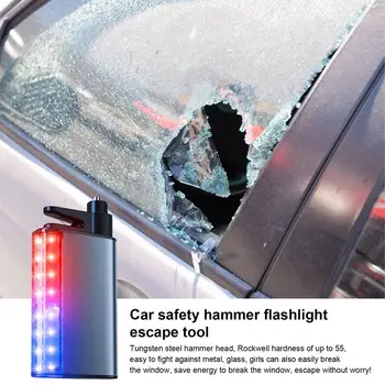  Автомобильный фонарик для молотка безопасности Автомобильный многофункциональный инструмент для эвакуации автомобиля с резаком ремня безопасности Спасательный аварийный инструмент - Изображение 1  