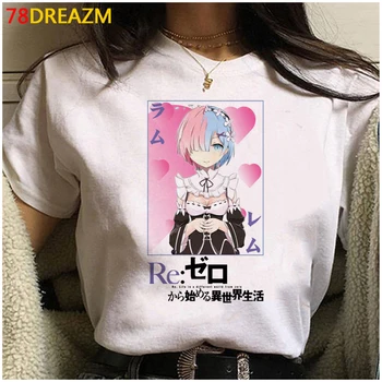 Re Zero Kara Hajimeru Isekai Seikatsu футболка женская винтажная харадзюку японский tumblr повседневная летняя верхняя уличная одежда - Изображение 1  