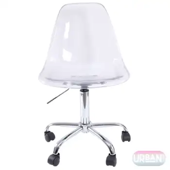 Urban Shop Акриловый и металлопрокатный Высоконесущий прочный, стабильный и долговечный серебряный офисный стул - Изображение 1  