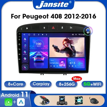 Jansite 2din Android 11.0 Автомагнитола для Peugeot 408 308 2012-2016 Мультимедийный видеоплеер Авто DVD Carplay IPS Экран Стерео RDS - Изображение 1  