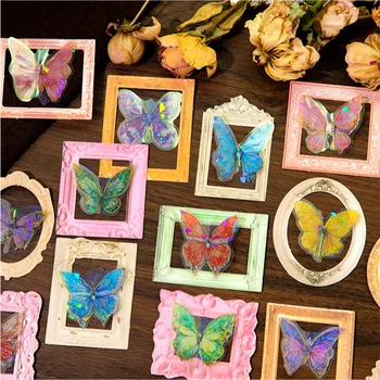20Sheets Pet Material Pack Mirror Butterfly Gold Bronzing Butterfly Decoration Material Notebooks Package Scrapbook 125*93MM - Изображение 1  