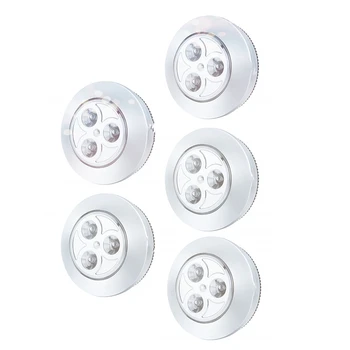 5 Pack LED Беспроводная ночная лампа с питанием от батареи Stick-On Push Safe Lights Для прихожей, кухни, спальни, ванной комнаты, шкафов - Изображение 1  