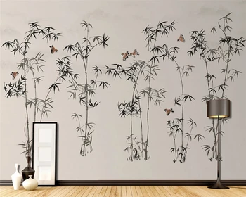 beibehang Пользовательские обои, новые китайские абстрактные чернила, пейзаж, бамбук, фон гостиной, papel de parede, papier, peint, behang - Изображение 1  