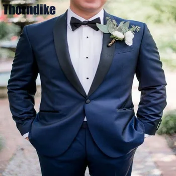 Thorndike Высококачественный мужской костюм 2 шт. пальто брюки свадебный жених смокинг деловой костюм для мужчин terno masculino traje hombre - Изображение 1  