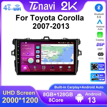 9 дюймов 8 + 128G Автомагнитола для Toyota Corolla E140 E150 2007 - 2013 Мультимедийный видеостереоплеер GPS Система Android Головное устройство - Изображение 1  