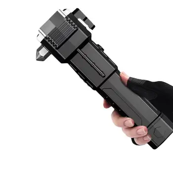 Автомобильный фонарик безопасности Аварийный выключатель окон с ножом для ремня безопасности Спасательный инструмент со светодиодным аккумулятором с высоким люменом на солнечной энергии - Изображение 1  