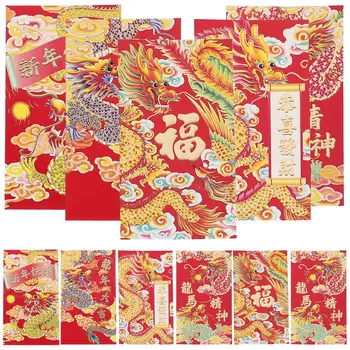 30Pcs Китайский стиль Красные конверты Новогодние денежные пакеты Счастливые денежные мешки 2024 Красный конверт Случайный стиль Новый год Красный конверт - Изображение 1  