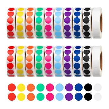 20000 штук 1/2 дюйма круглые точечные этикетки с цветовой кодировкой рулон наклейки для организации инвентаря сортировка файлов, 10 цветов - Изображение 1  