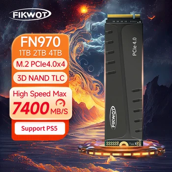 Fikwot FN970 M.2 SSD 1 ТБ 2 ТБ 7400 МБ/с PCIe 4.0x4 NVMe 1.4 с радиатором DRAM Кэш Внутренний твердотельный накопитель для настольного ПК PS5 - Изображение 1  