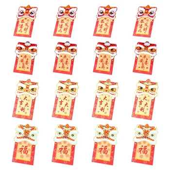 16 шт. Китайский красный конверт Весенний фестиваль Новый год Счастливые деньги Конверты Красочные конверты 8,9X18,3 см - Изображение 1  