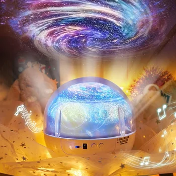  диммируемый звездный проектор светодиодный ночник 360 ° вращающаяся звездная лампа планета небо проекция земной свет для украшения детской спальни - Изображение 1  