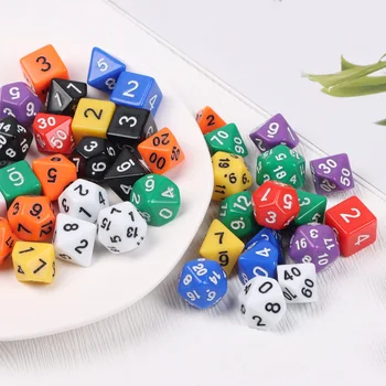 7 шт. Многоцветные кубики Набор многогранных игральных костей с 7 кубиками для игр TRPG DND D4 D6 D8 D10 D12 D20 Игральные кости для карточной математической настольной игры - Изображение 1  