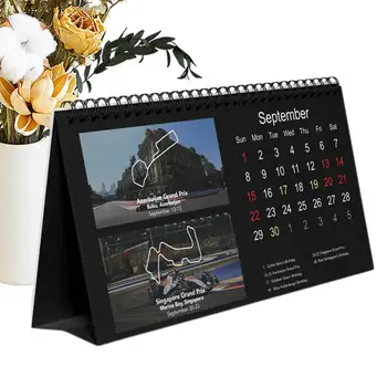 2024 Настольный календарь Формулы-1 Календарь гоночного автомобиля Формулы-1 Легкое планирование Ежедневное расписание Планировщик Двухпроводная привязка Гоночный календарь для жизни - Изображение 1  