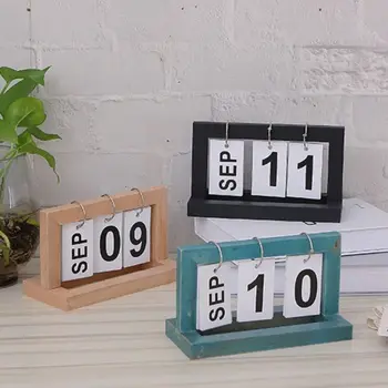 Скандинавский простой стиль Flip Standing Desk Calendar Многоцветный деревянный Украшение для домашнего офиса Страница календаря - Изображение 1  
