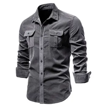 Мужская рубашка Деловая повседневная мода мужская топ Серый - Изображение 1  