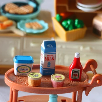 5 шт./компл. Кукольный домик Томатный соус Йогурт со льдом Миниатюрная пищевая игрушка Модель игрушки - Изображение 1  